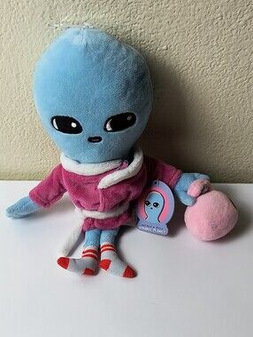 Strange Planet Blue Alien Plush in Pink Robe - Coffee Cup  Stuffed Toy